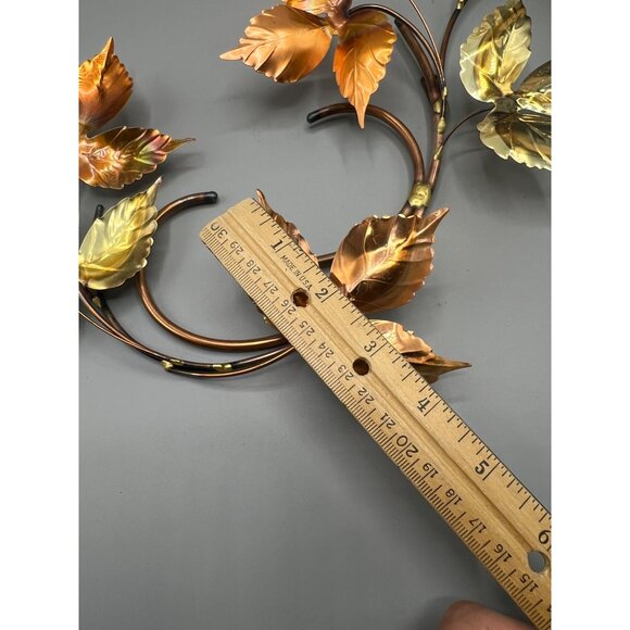 2 MCM Metal Ivy Leaf Wall Art Copper Brass 3D Decor Set 18" Hanging Bendable - Picture 4 of 7